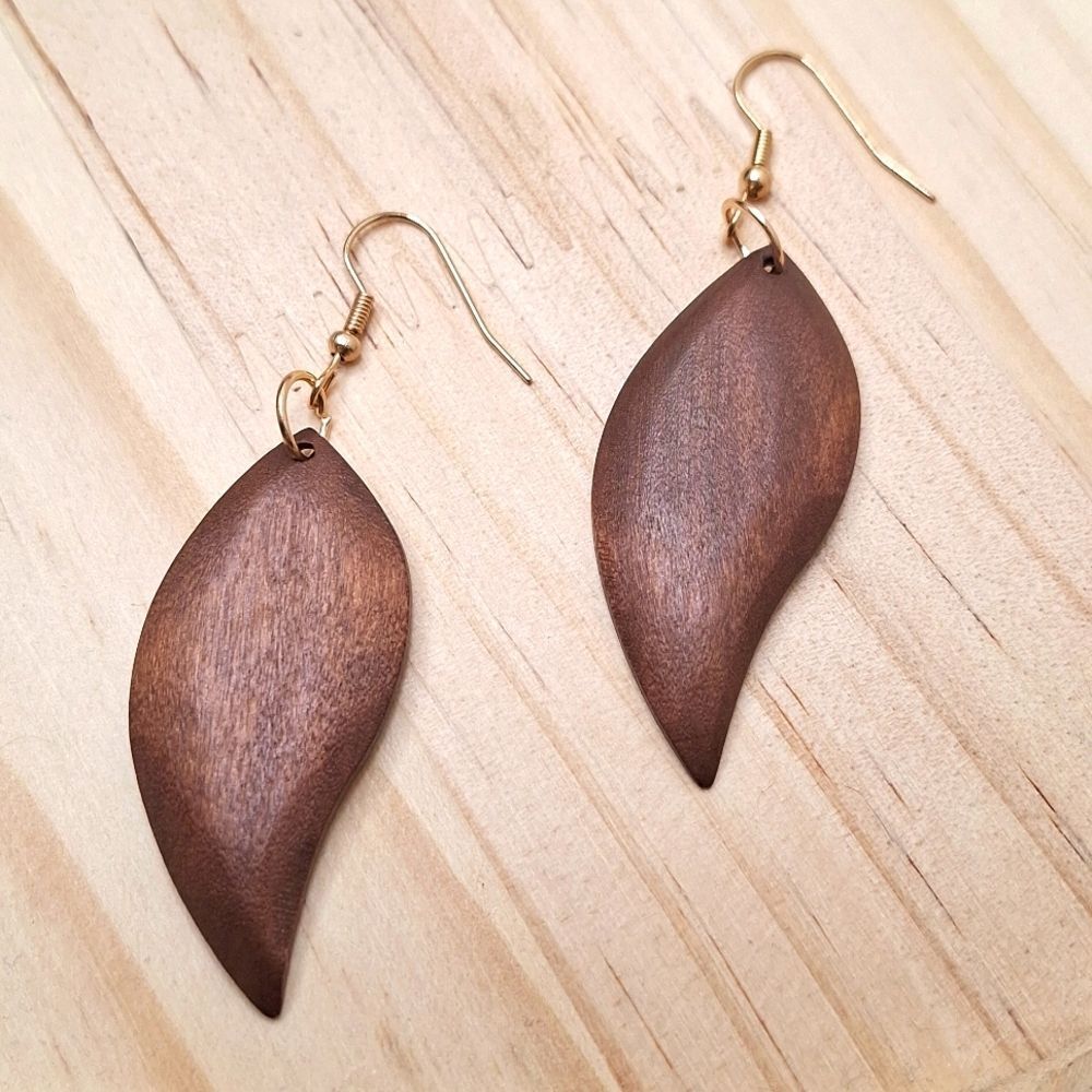 Brown Drop Wood Earrings